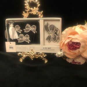 Rachel Zoe Black and White Beaded Purse with Tassel